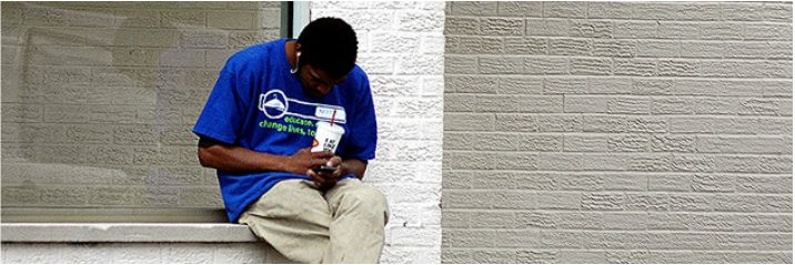 Young man texting. 
