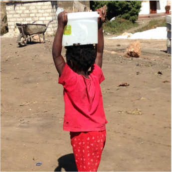 A child carrying water